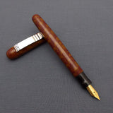 KIM ACR Regular RHD Handmade Ebonite Fountain Pen - Burnt Orange/Burgundy Rippled