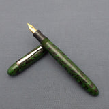 KIM ACR Regular Cigar Handmade Ebonite Fountain Pen - Forest Green/Black Rippled