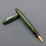 KIM ACR Regular Cigar Handmade Ebonite Fountain Pen - Forest Green/Black Rippled