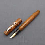 KIM ACR Regular TSO Handmade Ebonite Fountain Pen - Burnt Orange/Black Rippled