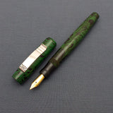 KIM ACR Regular THD Handmade Ebonite Fountain Pen - Forest Green/Black Rippled