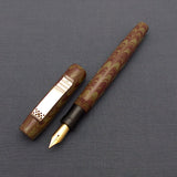 KIM ACR Regular THD Handmade Ebonite Fountain Pen - Moss Green/Mahogany Rippled
