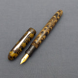 KIM ACR Regular Cigar HC Handmade Ebonite Fountain Pen - Yellow/Black Rippled