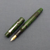 KIM ACR Regular TSO Handmade Ebonite Fountain Pen - Green/Black Rippled