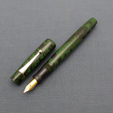 KIM ACR Regular TSO Handmade Ebonite Fountain Pen - Green/Black Rippled