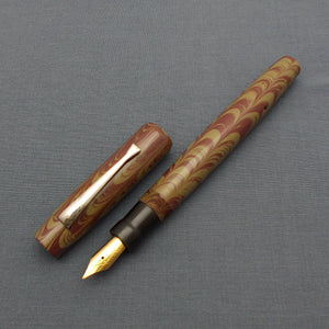 KIM ACR Regular TSH Handmade Ebonite Fountain Pen - Moss Green/Mahogany Rippled