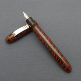 KIM ACR Jumbo Cigar Handmade Ebonite Fountain Pen with Kanwrite Nib - Burnt Orange/Burgundy/Black