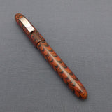 KIM ACR Jumbo Cigar Handmade Ebonite Fountain Pen with Kanwrite Nib - Burnt Orange/Burgundy/Black