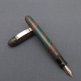 KIM ACR Jumbo Cigar Handmade Ebonite Fountain Pen with Kanwrite Nib - Sacramento Green/Raspberry Red