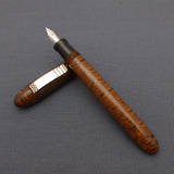 KIM ACR Jumbo Cigar Handmade Ebonite Fountain Pen with Kanwrite Nib - Burnt Orange/Black Rippled