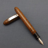 KIM ACR Jumbo Cigar Handmade Ebonite Fountain Pen with Kanwrite Nib - Burnt Orange/Black Rippled