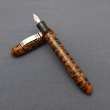 KIM ACR Jumbo Cigar Handmade Ebonite Fountain Pen with Kanwrite Nib - Burnt Orange/Black Mottled