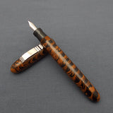 KIM ACR Jumbo Cigar Handmade Ebonite Fountain Pen with Kanwrite Semi Flex Nib - Burnt Orange/Black Mottled