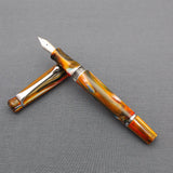 Kanwrite Heritage Piston Filler Fountain Pen - Orange/White/Brown Marble