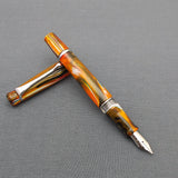 Kanwrite Heritage Piston Filler Fountain Pen - Orange/White/Brown Marble