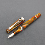 Kanwrite Heritage Piston Filler Fountain Pen - Orange/White/Brown Marble