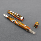 Kanwrite Heritage Piston Filler Fountain Pen - Orange/White/Brown Marble