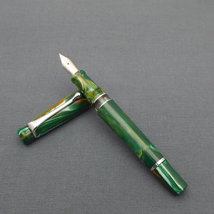 Kanwrite Heritage Piston Filler Fountain Pen - Green/White/Yellow Marble