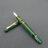 Kanwrite Heritage Piston Filler Fountain Pen - Green/White/Yellow Marble