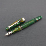 Kanwrite Heritage Piston Filler Fountain Pen - Green/White/Yellow Marble