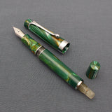 Kanwrite Heritage Piston Filler Fountain Pen - Green/White/Yellow Marble
