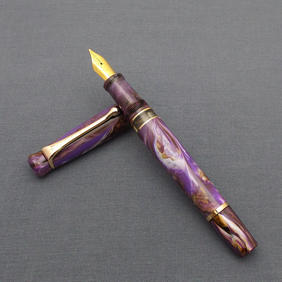 Kanwrite Heritage Piston Filler Fountain Pen - Purple/White/Brown Marble G