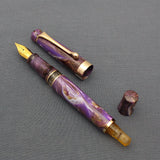 Kanwrite Heritage Piston Filler Fountain Pen - Purple/White/Brown Marble G