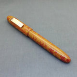KIM ACR Jumbo Cigar Handmade Ebonite Fountain Pen with Kanwrite Nib - Olive Yellow/Burgundy Rippled