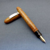 KIM ACR Jumbo Cigar Handmade Ebonite Fountain Pen with Kanwrite Nib- Khaki/Brown Rippled