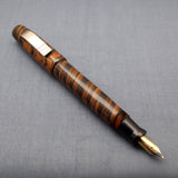 KIM ACR Handmade Indian Ebonite Big Dwarf Fountain Pen - Brown & Black Spiralled