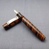 KIM ACR Handmade Indian Ebonite Big Dwarf Fountain Pen - Brown & Black Spiralled