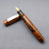 KIM ACR Handmade Indian Ebonite Big Dwarf Fountain Pen - Brown & Black Rippled