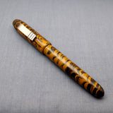 KIM ACR Jumbo Cigar Handmade Ebonite Fountain Pen with Kanwrite Nib - Mustard Yellow/Black Rippled