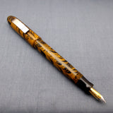 KIM ACR Jumbo Cigar Handmade Ebonite Fountain Pen with Kanwrite Nib - Mustard Yellow/Black Rippled