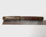 KIM ACR Regular Handmade Ebonite Fountain Pen - Olive Green/Burgundy Rippled