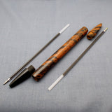 Madras Ebonite Handmade Ballpoint Pen Big Double End - Brown and Black Mottled