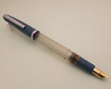 Vintage Butterfly Indian Eye Dropper Fountain Pen (NOS) - Blue Grey Demonstrator