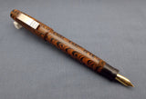 KIM ACR Handmade Indian Ebonite Big Fountain Pen - Curved - Brown & Black Rippled