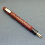 KIM ACR Jumbo Cigar Handmade Ebonite Fountain Pen with Kanwrite Nib - Rose Red/Black Rippled