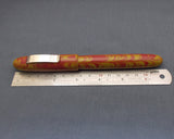 KIM ACR Jumbo Cigar Handmade Ebonite Fountain Pen with Kanwrite Nib - Burgundy/Olive Yellow Mottled