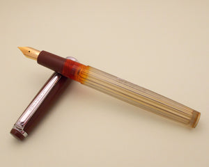 Vintage Butterfly Indian Eye Dropper Fountain Pen (NOS) - Brown Demonstrator