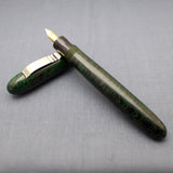 KIM ACR Jumbo Cigar Handmade Ebonite Fountain Pen with Kanwrite Nib - Green/Black Rippled