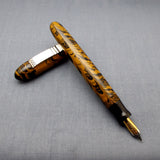 KIM ACR Jumbo Cigar Handmade Ebonite Fountain Pen with Kanwrite Nib - Mustard Yellow/Black Rippled