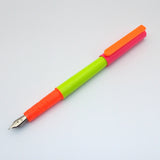 Vintage Platignum School Cartridge Fountain Pen (NOS) - Made in England - Neon Pink & Green/Orange