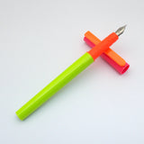 Vintage Platignum School Cartridge Fountain Pen (NOS) - Made in England - Neon Pink & Green/Orange