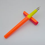 Vintage Platignum School Cartridge Fountain Pen (NOS) - Made in England - Neon Pink & Orange/Green