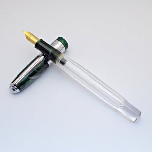 Airmail/Wality 71JT Eyedropper Jumbo Acrylic Demonstrator Fountain Pen - Dark Green