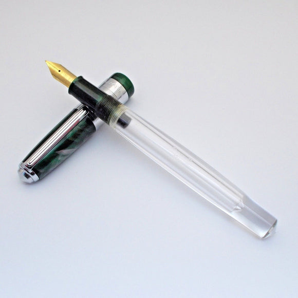 Airmail/Wality 71JT Eyedropper Jumbo Acrylic Demonstrator Fountain Pen - Green