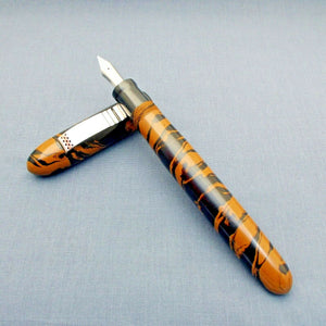 KIM ACR Jumbo Cigar Handmade Ebonite Fountain Pen with Kanwrite Nib - Brown/Black MTS