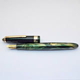 Airmail/Wality 69LG Eyedropper Fountain Pen - Green Marbled